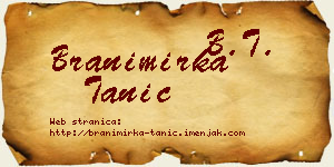 Branimirka Tanić vizit kartica